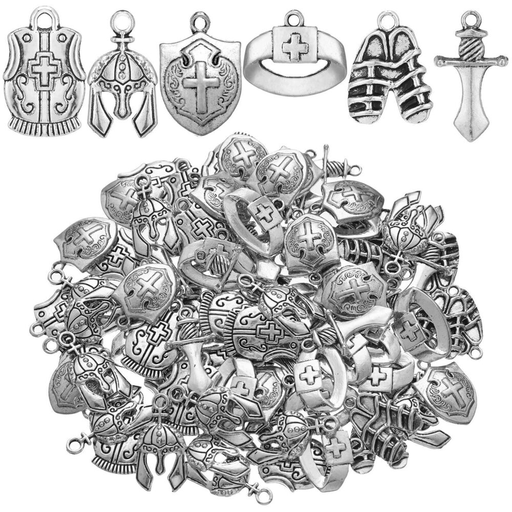 1206 180 Pcs Bible Theme Charms Pendants Put on the Full Armor Alloy